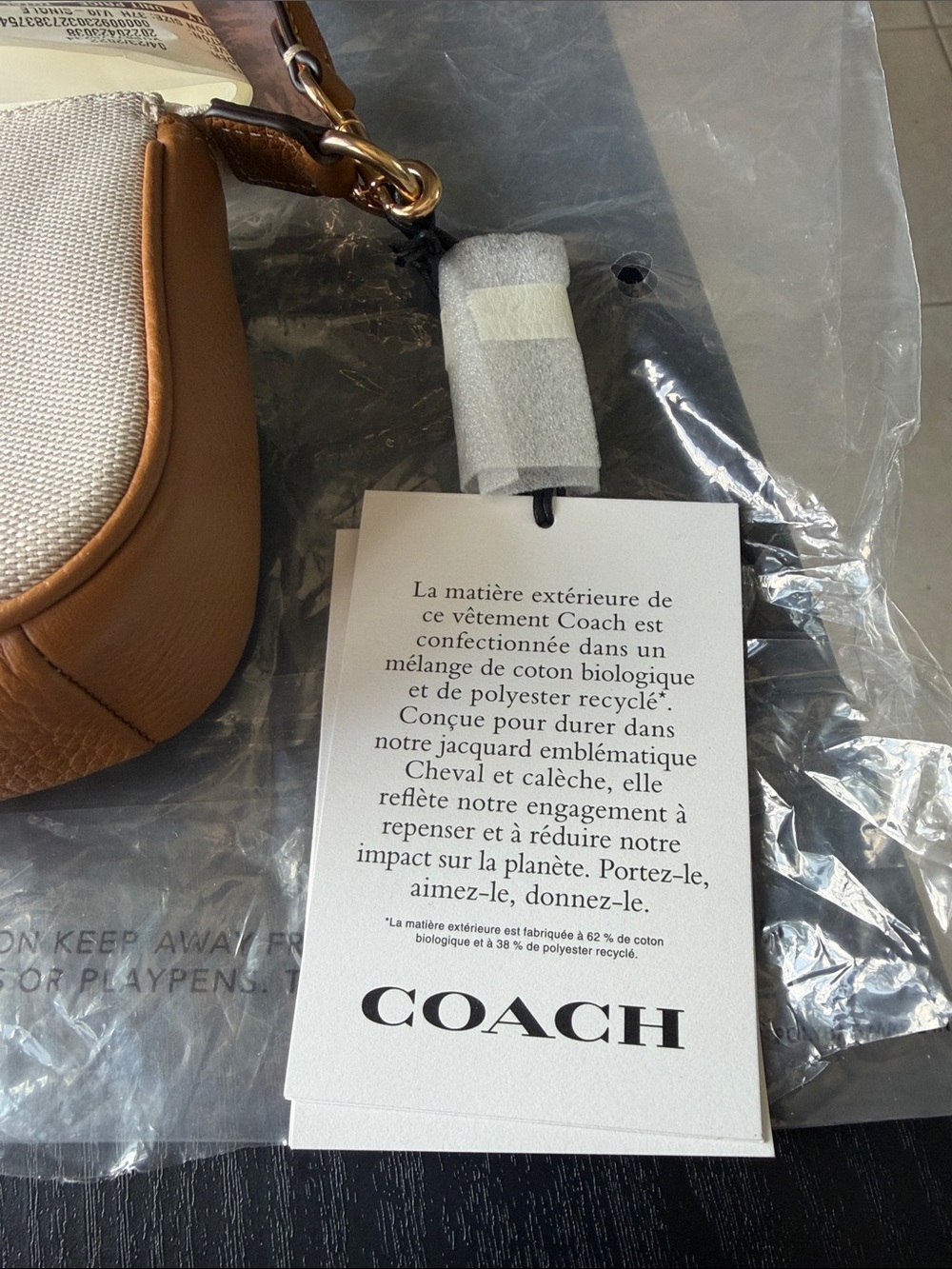 Coach Beige nolita Canvas Wristlet with Tan Leather Trim - Picture 7 of 7